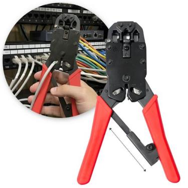 Imagem de Alicate Crimpar Cabo De Rede Rj45 Rj11 Rj12 Conector Vazado - LUKMA