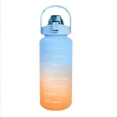 Imagem de Garrafa plástica motivacional com canudo 2 litros - FWB, AZUL