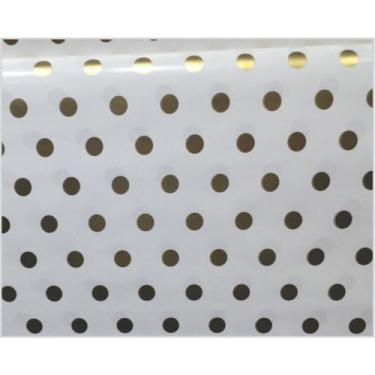 Imagem de Papel Presente Bobina Couché 60CM X 100M Bolinhas Ouro - VMP