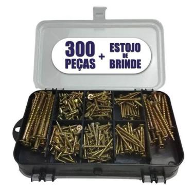 Imagem de Kit Combo 300 pçs - Parafusos Chipboard Philips + Buchas + Maleta Cx e