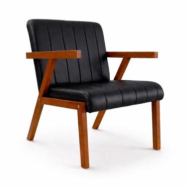 Imagem de Kit 2 Poltronas Serena Pés Madeira Maciça Para Sala De Estar Ou TV Tecido Courino Moderna Decorativa