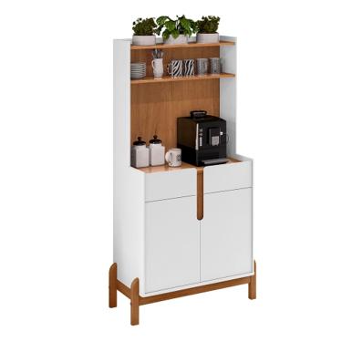 Imagem de Aparador Cantinho Café Lizz Branco/Cedro - Casa D Móveis