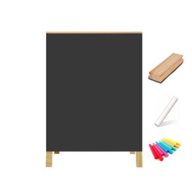 Imagem de Cavalete Calçada Cardápio Lousa Preta 100x60cm Mold. Natural c/ Giz e 