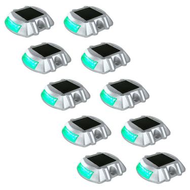 Imagem de Tacha Solar Kit 10 Uni Sinalizacao Viaria Olho de Gato Rodovia Estrada Obra Avenida Transito Iluminacao Seguranca