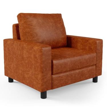 Imagem de Poltrona Decorativa Malta L02 Para Sala De Estar Corino Caramelo Lyam Decor