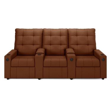 Imagem de Poltrona Reclinável Para Cinema Parma 3 Lugares Baú Usb Veludo Terracota Fh1 - D`rossi