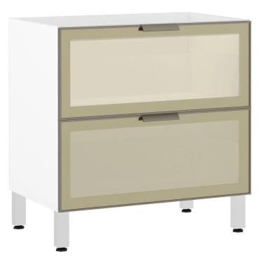 Imagem de Balcão De Cozinha Sem Tampo 80cm 1 Porta Basculante 1 Gavetão Com Vidro Reflecta Bronze Luciane