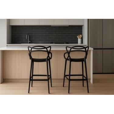 Imagem de Banqueta Alta Allegra Preta 1 Unidade Banco Alto Moderno para Balcão, 