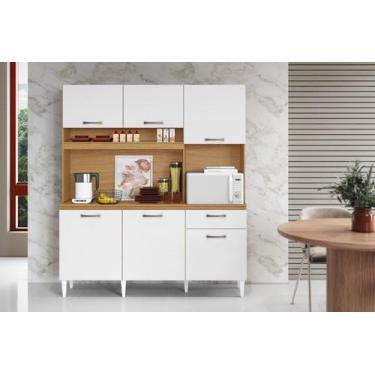 Imagem de Kit Cozinha Siena 160cm com Nicho para Forno/Microondas - Cinamomo/Bra