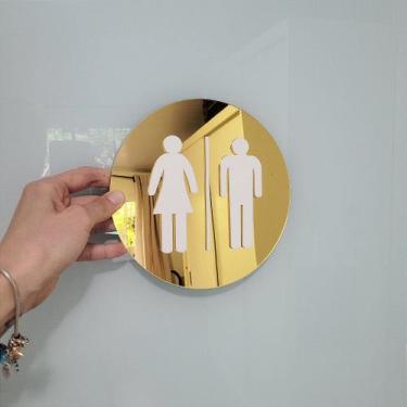 Imagem de Placa em Acrílico Dourado para Banheiro Masculino e Feminino - 20cm de