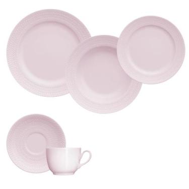 Imagem de Jogo de Jantar Chá 20 Peças Rosa Chevron Germer Porcelanas