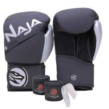 Imagem de Kit Luva Boxe Muay Thai Naja Extreme Bandagem Protetor Bucal - Treino e Sparring 10oz 12oz 14oz 16oz-Unissex