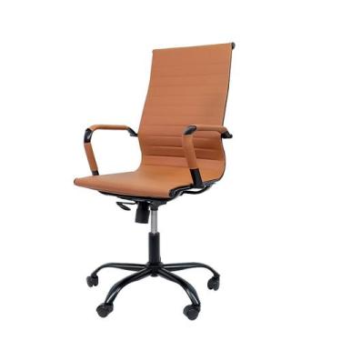 Imagem de Cadeira Presidente Ergonômica Stripes Caramelo Executiva com Rodinhas 