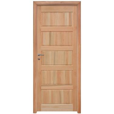 Imagem de Kit Porta de Madeira Eucalipto Rondosul P06 Externa, Abertura à Direita 213x85 cm