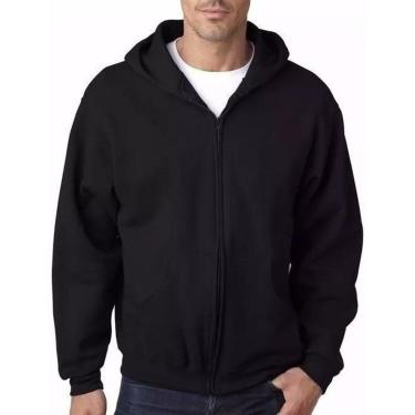 Imagem de Moletom Aberto Com Ziper Liso Capuz Bolso Blusa Frio Moleton-Masculino