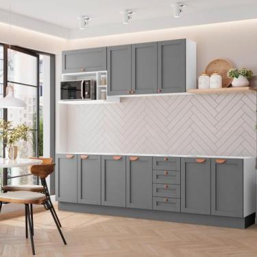 Imagem de Cozinha Modulada 6 Peças Sem Tampo 3 Aéreos 3 Balcões CabeCasa Madeira