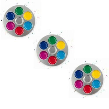 Imagem de Kit 3 Bandejas De Aluminio Paleta Godê Redonda Para Pinturas Tinta Aqu