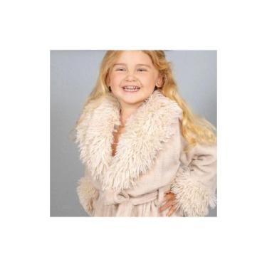 Imagem de Roupão Feminino Infantil Atlântica Sofisticata Gola Pelos Baunilha, M,