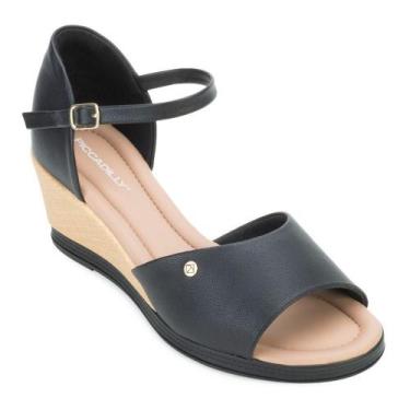 Imagem de Sandália Anabela Piccadilly PD23-40821, Preto, Bege, 37