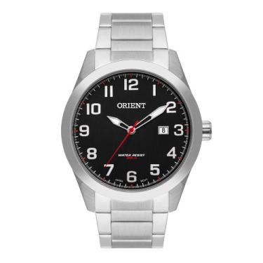 Imagem de Relogio Orient Masculino prata fundo preto aço inox a prova dágua MBSS