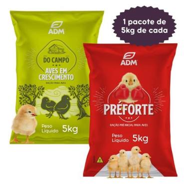 Imagem de Kit Ração Préforte Pré Inicial Para Aves e Ração Para Aves Em Crescime