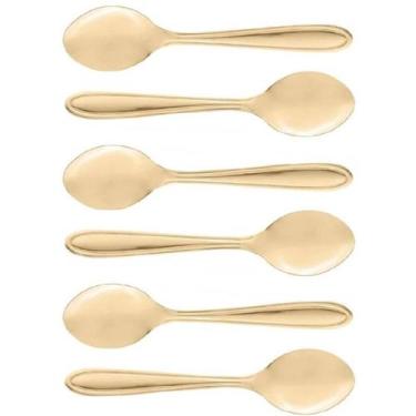 Imagem de Conjunto 6 Colheres de Café Gastro Douradas Aço Inox Lyor 11cm Pequena