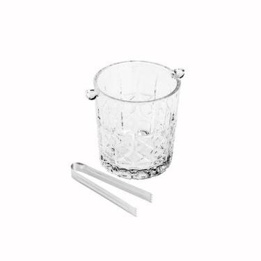 Imagem de Balde De Gelo Vidro Pegador E Alça Inox 15x14cm Flor Wolff
