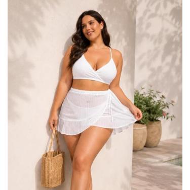 Imagem de Saída Praia Plus Size Saia Amarrar Transparente Feminina Adulto Soltin