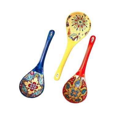 Imagem de Conjunto de 2 colheres de servir de cerâmica boêmia - utensílios decor