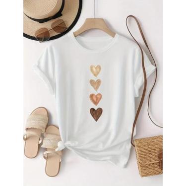 Imagem de Camiseta Casual Feminina Preta Com Detalhes Dourados, Estampa Gráfica 