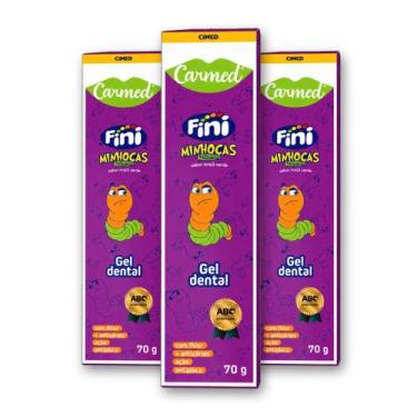 Imagem de Kit 3 Creme Dental Carmed com Fluor Fini Minhoca 70g - Cimed
