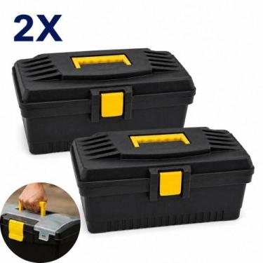 Imagem de Kit 2 caixa de ferramentas black multiuso maleta bandeja removivel gra