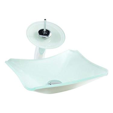 Imagem de Cuba Chanfrada 38cm + Torneira Cascata + Valvula - Kit Branca