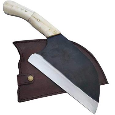 Imagem de Cutelo Servio Artesanal Aço Cirúrgico Inox 420c Lâmina de 22cm Brut Forge Monobloco Osso