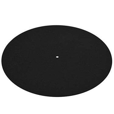 Imagem de 1 pç tapete giratório ultrafino, tapete de disco de vinil plano antiestático para manter o disco limpo, feito de material macio, preto