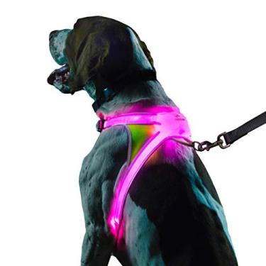 Imagem de Arreio iluminado e reflexivo revolucionário para cães, incluindo fibra de LED multicolorida (recarregável por USB, ajustável, leve, à prova de chuva)noxgear Medium amarelo LHV-NG02-M