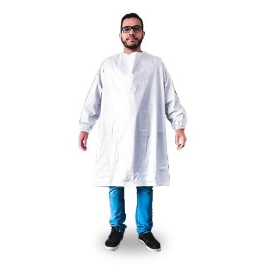 Imagem de Avental Pvc Mnaga Longa Impermeável Branco Hospitalar C/ Ca