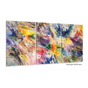 Imagem de Quadro Abstrato Colorful Sala Escritórios Em Tecido 3 Peças