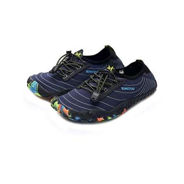 Imagem de Bestgift Men/Women's Wide Toe Minimalist Trail Running Shoes Wave Navy Blue 39