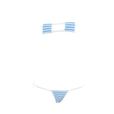 Imagem de SINMIUANIME Women Japanese Style Anime Lingerie Sexy Blue/Pink Striped Micro Bikini Cosplay Bra and Panty Set (325Blue)