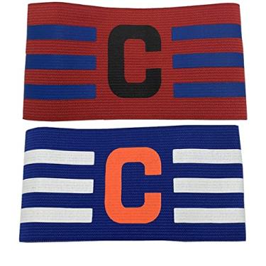 Imagem de Faixa de Capitão Braçadeira de Futebol Pack 2 Unidades Várias Cores Pronta Entrega (Azul e Bordô)