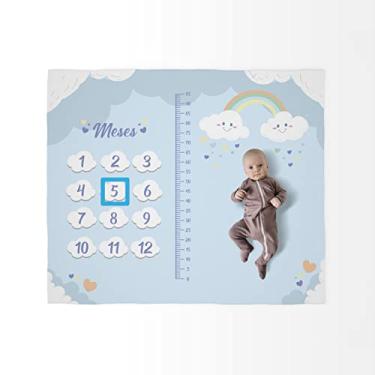 Imagem de Tapete Cenário Para Fotos Mesversário Nuvem 1,25mx1,45m (Azul)