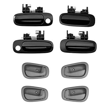 Imagem de Maçaneta de porta Interior e Exterior Frontal Traseira Lado Direito Pacote com 8 Substituições para Toyota Corolla Prizm 1998-2002 # 6922002030 6920602050
