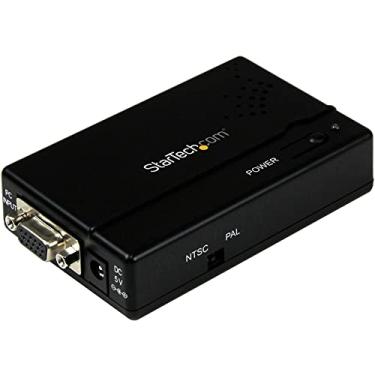 Imagem de StarTech. com adaptador de vídeo conversor de VGA para composto (RCA) ou S-Video de alta resolução - 1600 x 1200 RGB para TV (VGA2VID), preto