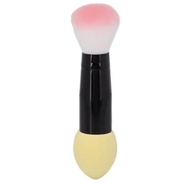 Imagem de Pincel de rosto multifuncional blusher de rosto único em pó pincéis de maquiagem de extremidade dupla ferramenta de maquiagem pincel de pó grande, pinça de pincel de maquiagem profissional (amarelo)