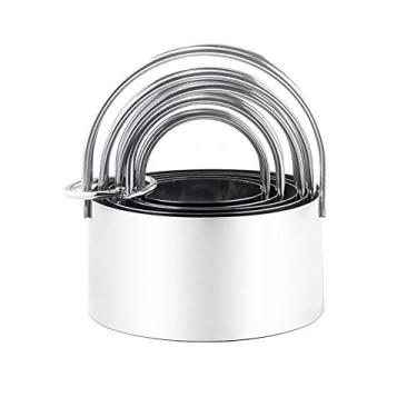 Imagem de Conjunto de cortador de biscoito de aço inoxidável Kookia (5 peças/conjunto), cortador de biscoitos redondo com alça, ferramentas profissionais para assar massa