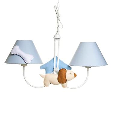 Imagem de Potinho de Mel Lustre com 2 Lâmpadas Simples com Cachorro, Casinha e Ossinho, Quarto Bebê Infantil Menino
