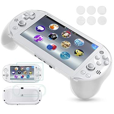 Imagem de Gorliskl Hand Grip Handle Joypad Protective Case with L2 R2 Trigger Button Grip Shell Controller Protective Case for Sony PlayStation PS Vita 2000 PSV 2000 PS Vita Slim.（White）