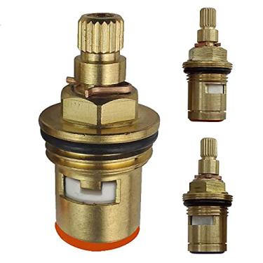 Imagem de Cartucho de torneira de água de substituição válvula núcleo torneira de cobre disco cerâmico glândula latão acessórios de banheiro quarto de volta 20 dentes 1/2" rotação horário rosca dupla 18mm diâmetro 53mm comprimento