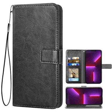 Imagem de DIIGON Capa de telefone carteira Folio capa para LG K10 2017, capa fina de couro PU premium para K10 2017, 1 compartimento para moldura, confortável, preto